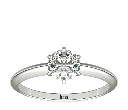 Promise Ring Wedding Ring Engagement Ring Round Moissanite Ring Unique Prong Solitaire Ring Solitaire Ring 18K White Gold Ring