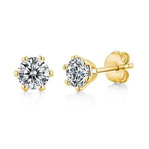 Gold-Moissanite-Round-Brilliant-stud-earrings